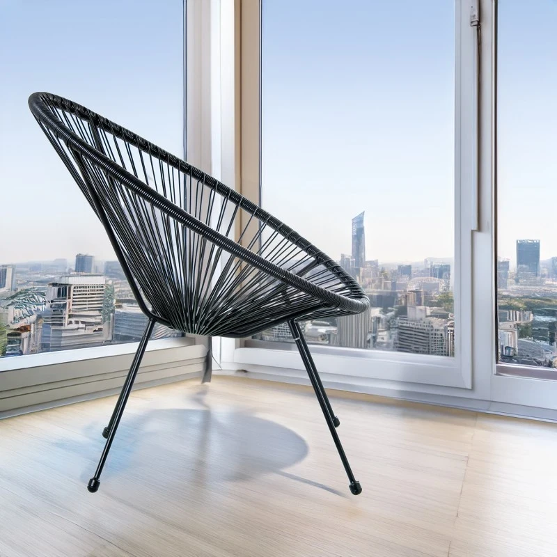 Camacho - Outdoor Chair in Steel and Wicker - Black