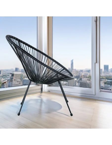 Camacho - Outdoor Chair in Steel and Wicker - Black