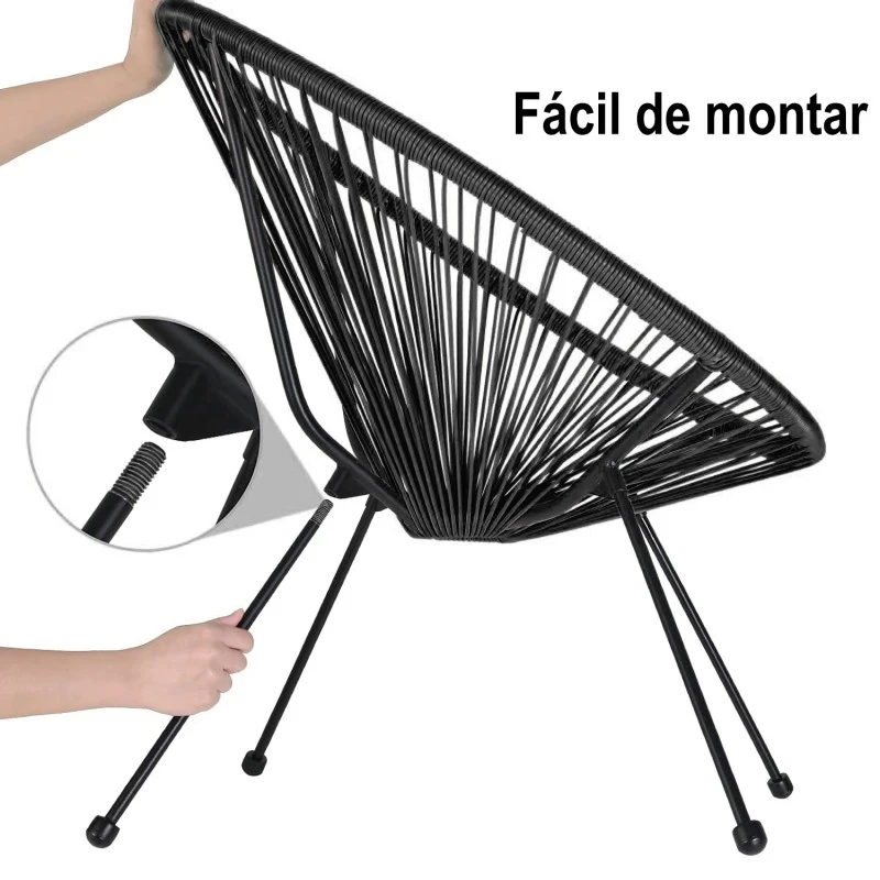 Camacho - Outdoor Chair in Steel and Wicker - Black
