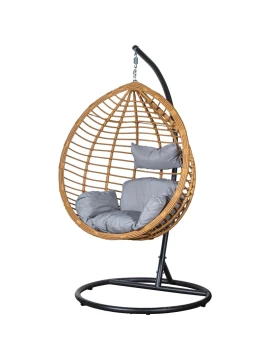 Camacho - Poltroncina Sospesa Goccia - Acciaio Nero e Rattan