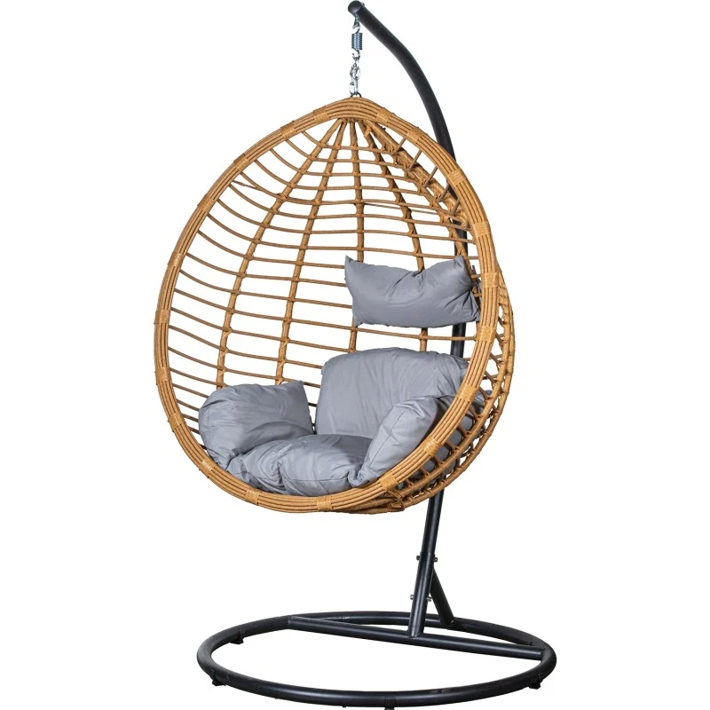 Camacho - Poltroncina Sospesa Goccia - Acciaio Nero e Rattan