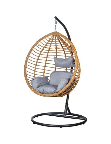Camacho - Poltroncina Sospesa Goccia - Acciaio Nero e Rattan