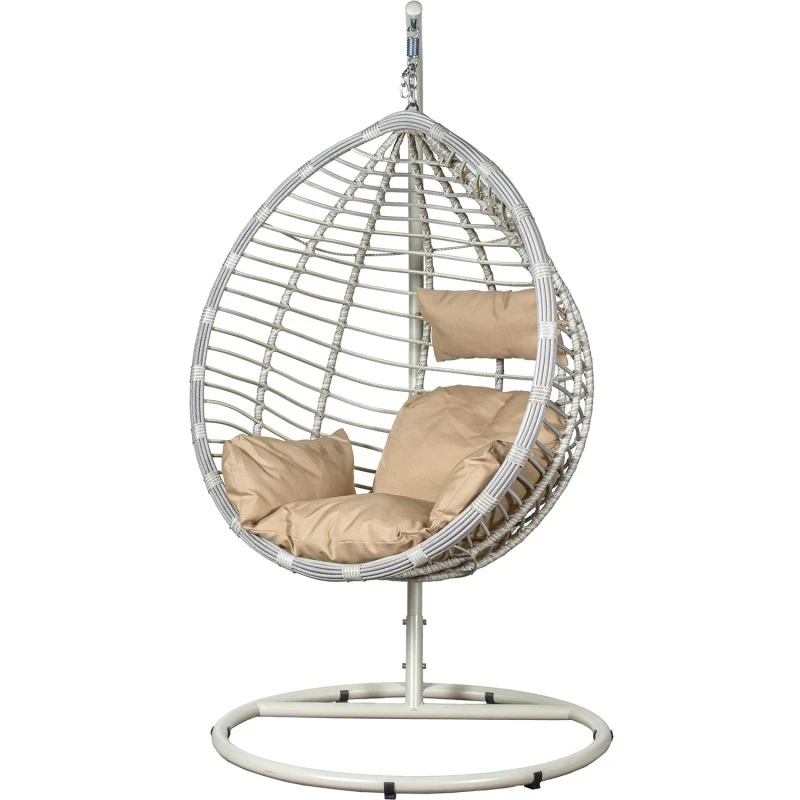 Camacho - Poltroncina Sospesa Goccia - Acciaio Bianco e Rattan