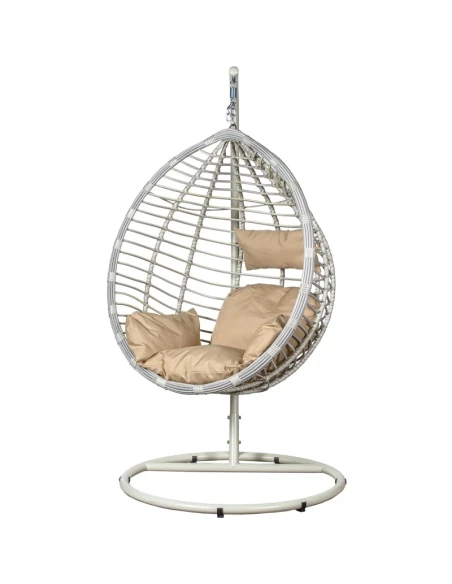 Camacho - Drop Hanging Chair - White Steel and Rattan