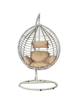 Camacho - Drop Hanging Chair - White Steel and Rattan