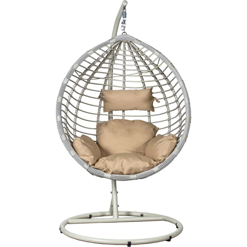 Camacho - Drop Hanging Chair - White Steel and Rattan