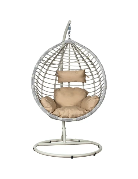 Camacho - Drop Hanging Chair - White Steel and Rattan