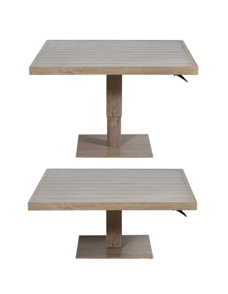 Camacho - Height-Adjustable Outdoor Table - Wood-Effect Aluminum