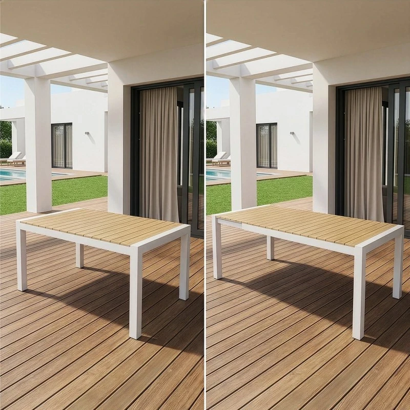 Camacho - Extendable Outdoor Table - White Aluminum / Polywood