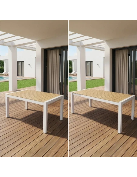 Camacho - Tavolo da Esterno Allungabile - Alluminio Bianco / Polywood