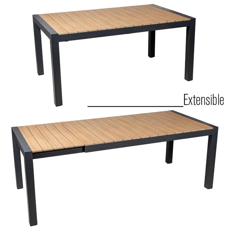 Camacho - Extendable Outdoor Table - Anthracite Aluminum / Polywood