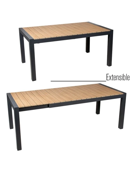 Camacho - Tavolo da Esterno Allungabile - Alluminio Antracite / Polywood