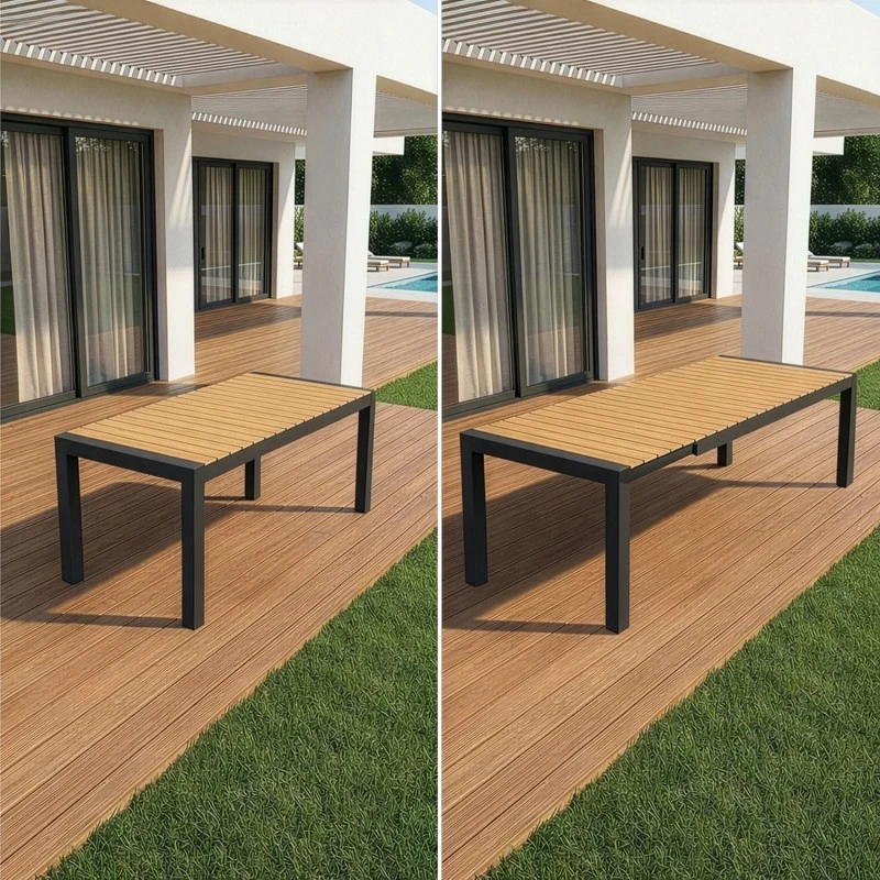 Camacho - Extendable Outdoor Table - Anthracite Aluminum / Polywood