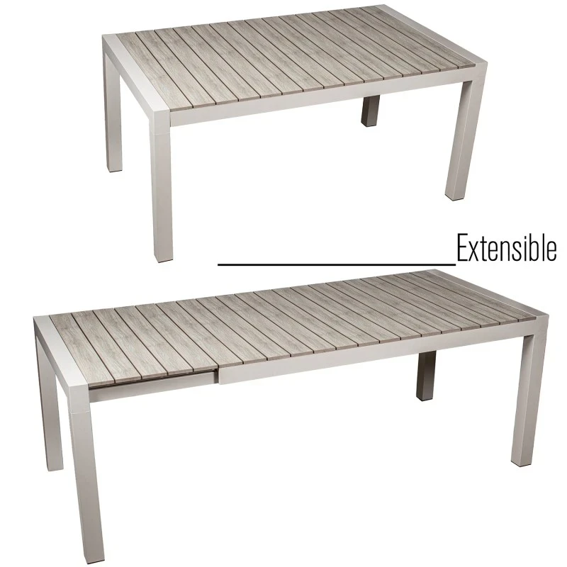 Camacho - Extendable Outdoor Table - Cream Aluminum / Polywood