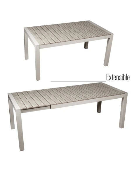 Camacho - Extendable Outdoor Table - Cream Aluminum / Polywood
