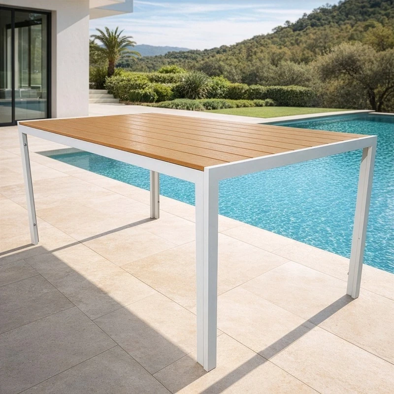 Camacho - Outdoor Table - White Aluminum / Polywood