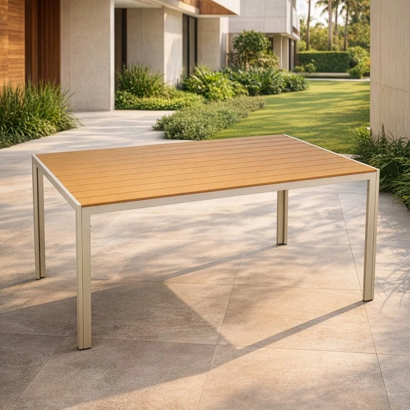 Camacho - Outdoor Table - Cream Aluminum / Polywood