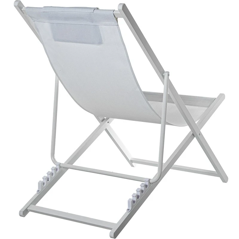 Camacho - Outdoor Folding Reclining Chair - White Aluminum / Textilene