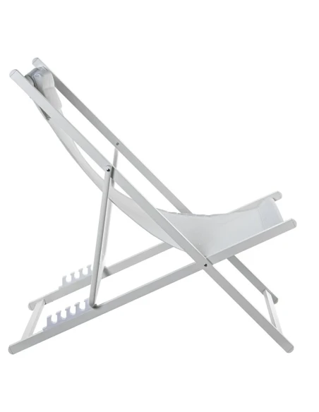 Camacho - Outdoor Folding Reclining Chair - White Aluminum / Textilene