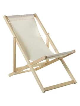 Camacho - Outdoor Folding Reclining Chair - Natural Wood / Beige