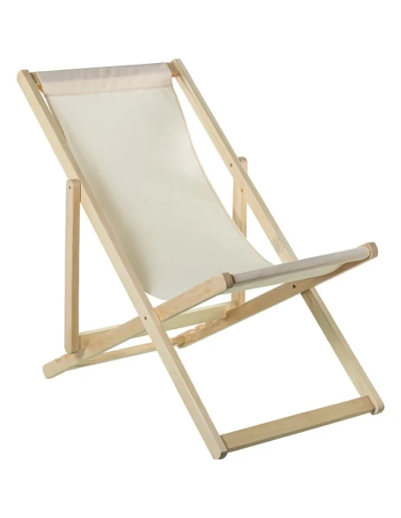 Camacho - Outdoor Folding Reclining Chair - Natural Wood / Beige