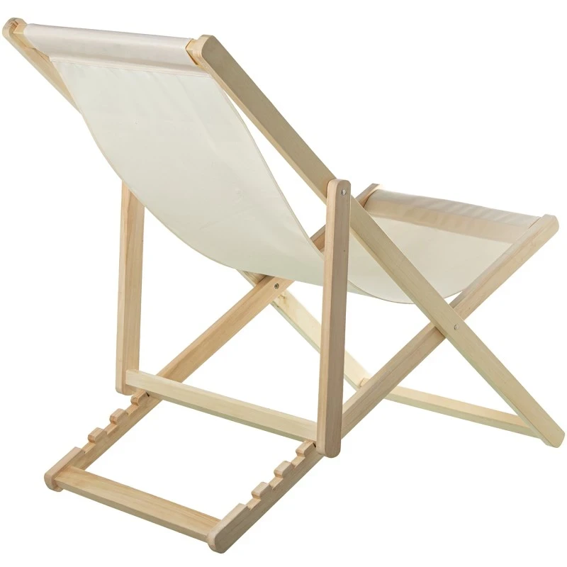 Camacho - Outdoor Folding Reclining Chair - Natural Wood / Beige