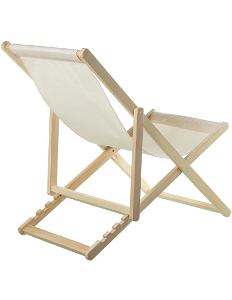 Camacho - Sedia Pieghevole Reclinabile da Esterno - Legno Naturale / Beige