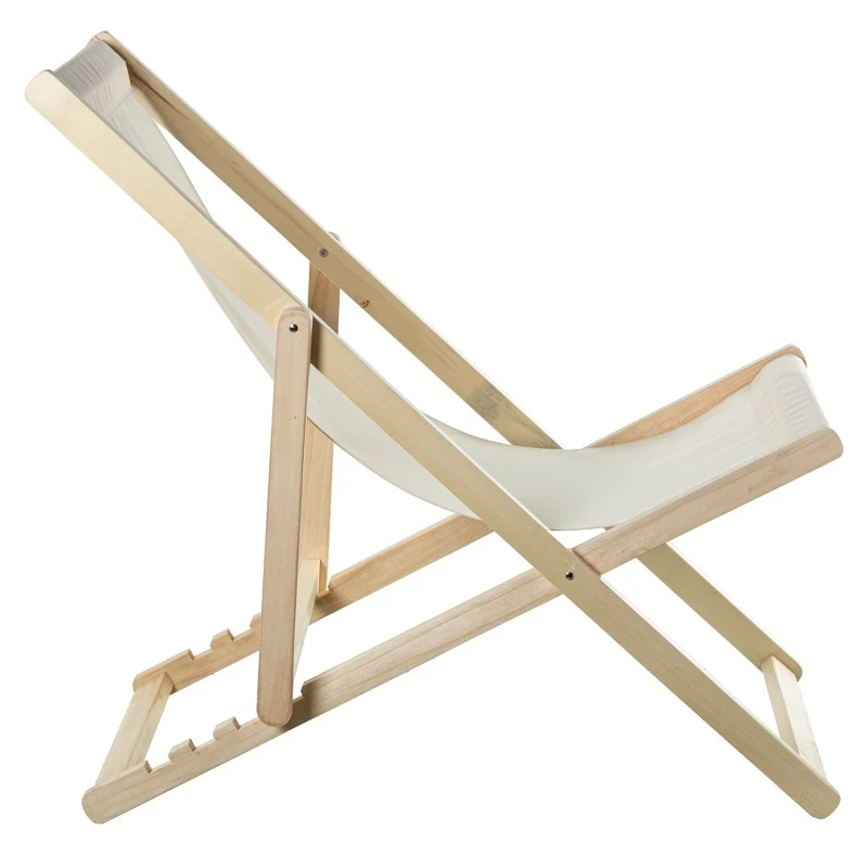 Camacho - Sedia Pieghevole Reclinabile da Esterno - Legno Naturale / Beige