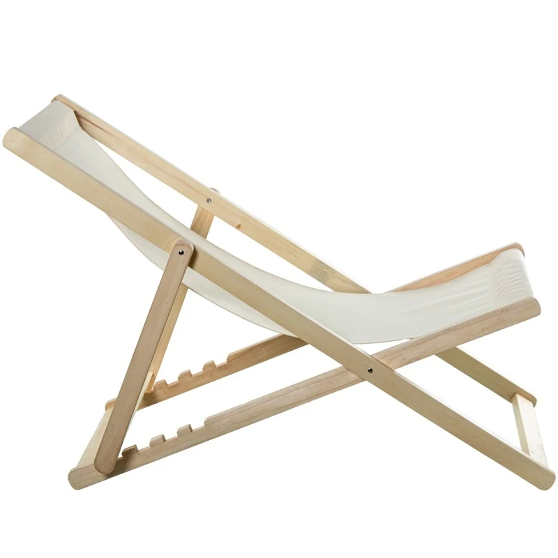 Camacho - Sedia Pieghevole Reclinabile da Esterno - Legno Naturale / Beige