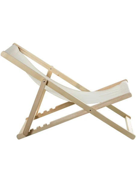 Camacho - Outdoor Folding Reclining Chair - Natural Wood / Beige
