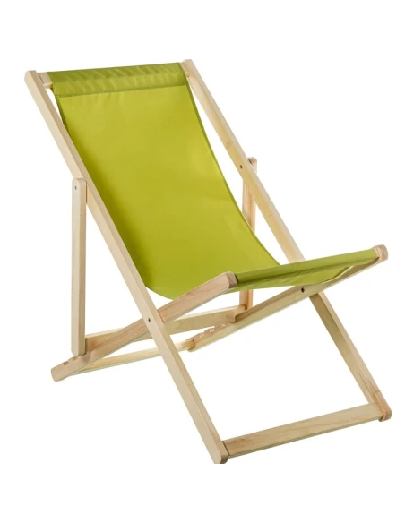 Camacho - Outdoor Folding Reclining Chair - Natural Wood / Green