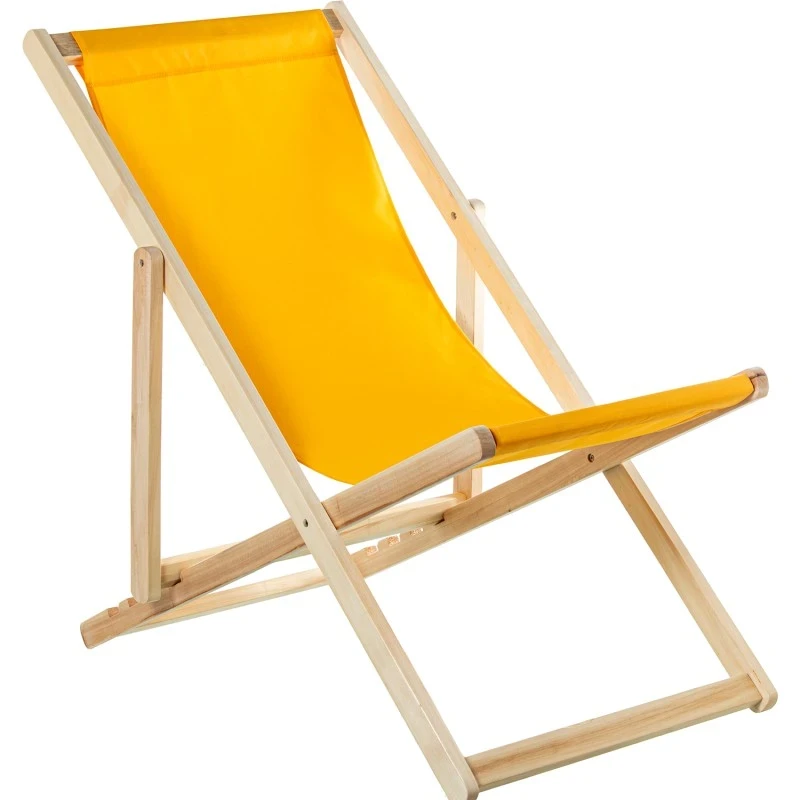 Camacho - Outdoor Folding Reclining Chair - Natural Wood / Yellow