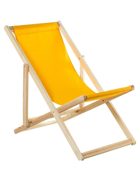 Camacho - Outdoor Folding Reclining Chair - Natural Wood / Yellow