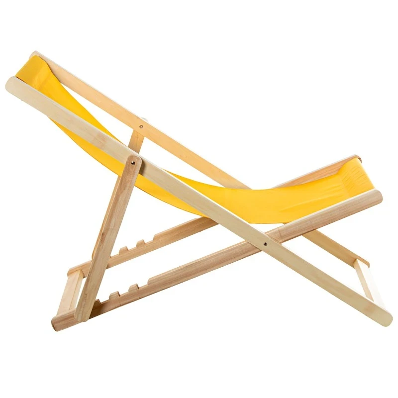 Camacho - Sedia Pieghevole Reclinabile da Esterno - Legno Naturale / Giallo