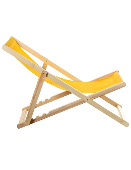 Camacho - Outdoor Folding Reclining Chair - Natural Wood / Yellow