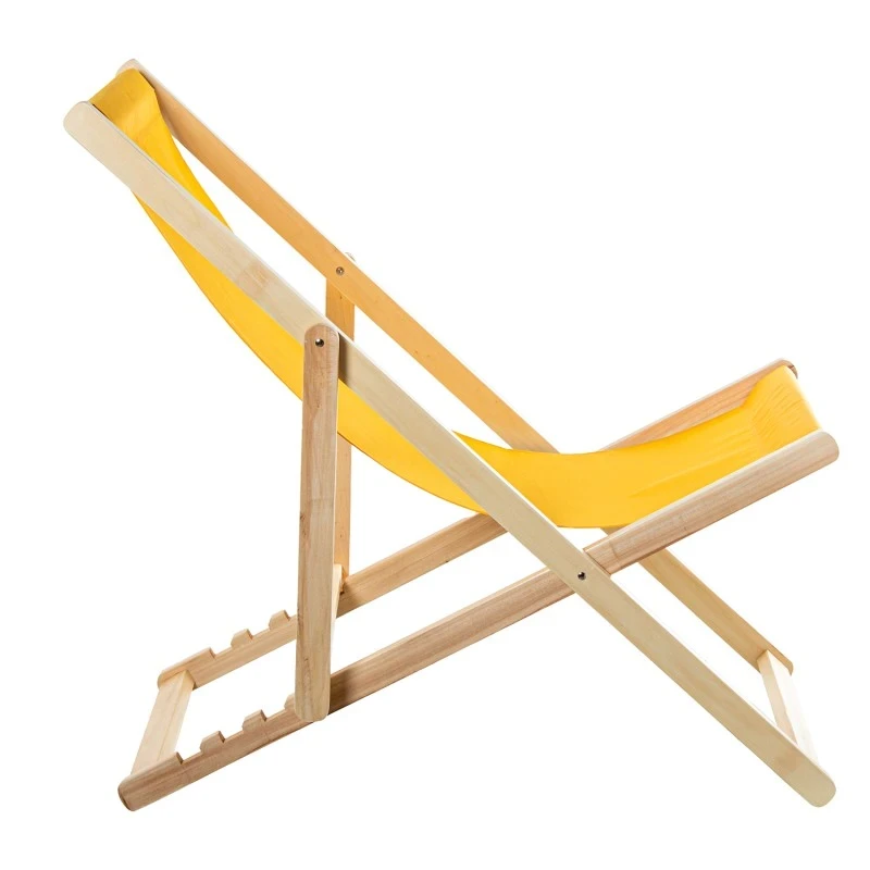 Camacho - Sedia Pieghevole Reclinabile da Esterno - Legno Naturale / Giallo