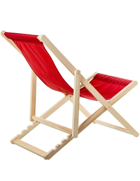 Camacho - Sedia Pieghevole Reclinabile da Esterno - Legno Naturale / Rosso
