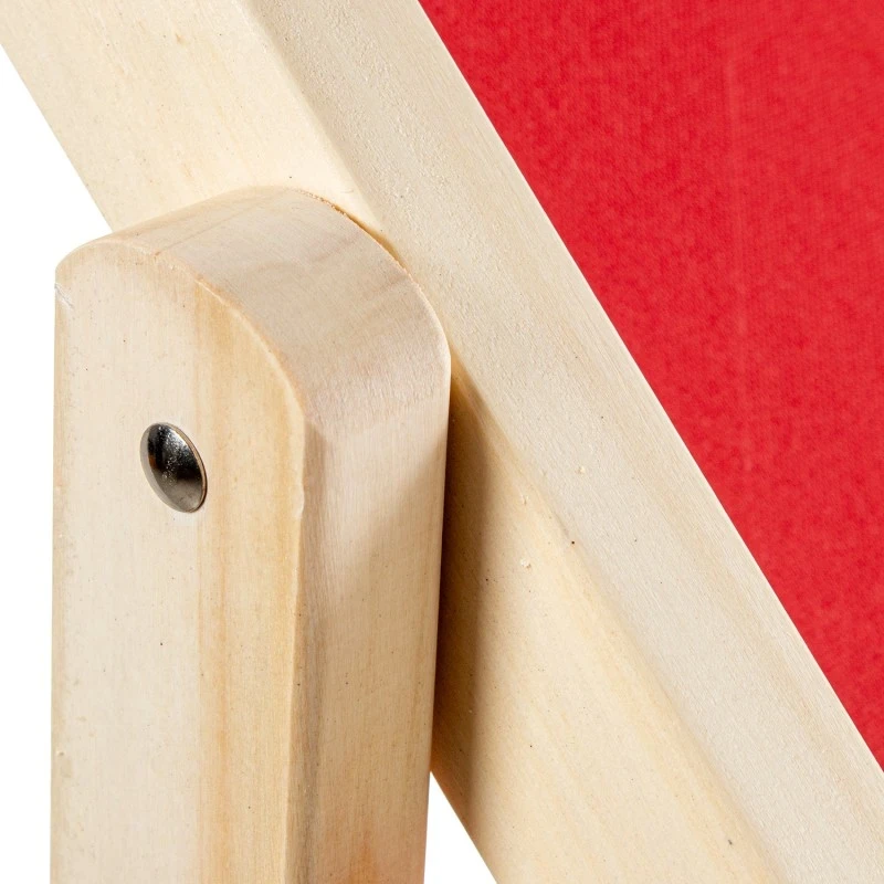 Camacho - Sedia Pieghevole Reclinabile da Esterno - Legno Naturale / Rosso