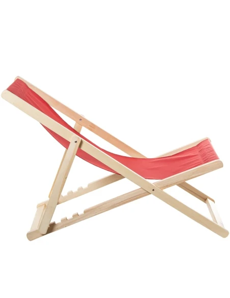 Camacho - Outdoor Folding Reclining Chair - Natural Wood / Red