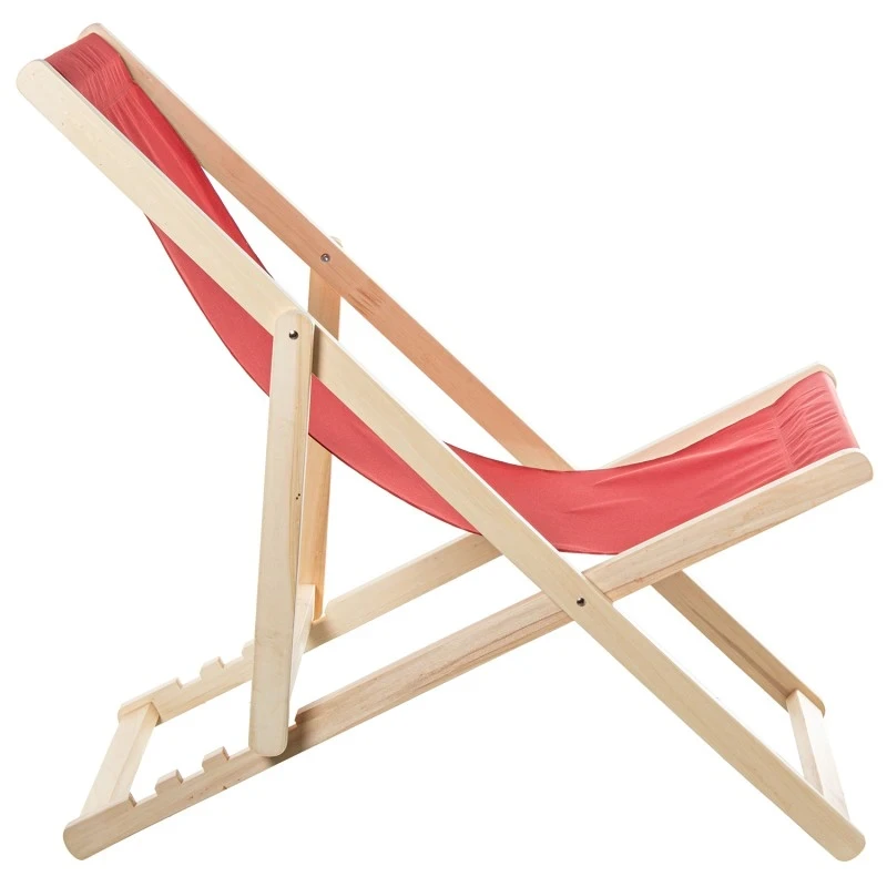 Camacho - Sedia Pieghevole Reclinabile da Esterno - Legno Naturale / Rosso