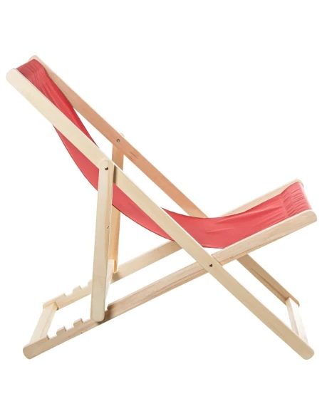 Camacho - Sedia Pieghevole Reclinabile da Esterno - Legno Naturale / Rosso