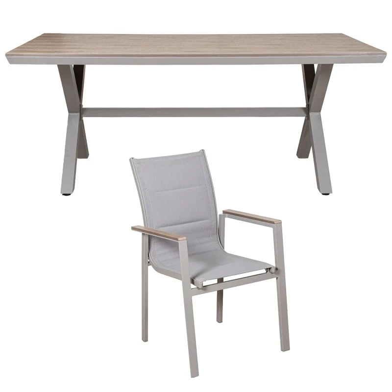 Camacho - Outdoor Dining Set - White Aluminum / Wood