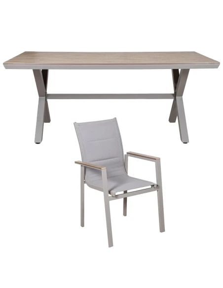 Camacho - Set da Pranzo per Esterni - Alluminio Bianco / Legno