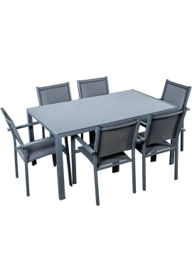 Camacho - Outdoor Dining Set - Anthracite Aluminum / Glass