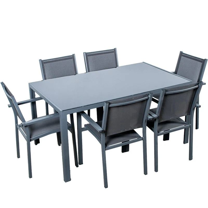 Camacho - Outdoor Dining Set - Anthracite Aluminum / Glass