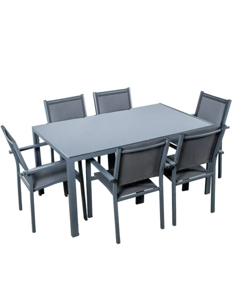 Camacho - Outdoor Dining Set - Anthracite Aluminum / Glass