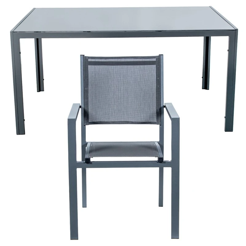 Camacho - Outdoor Dining Set - Anthracite Aluminum / Glass