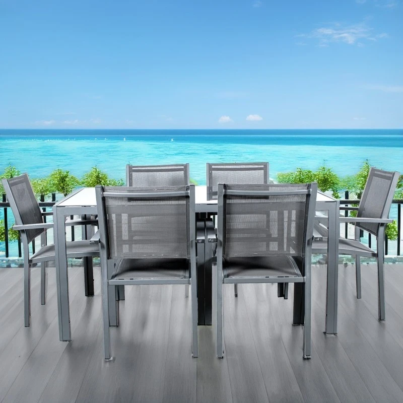 Camacho - Outdoor Dining Set - Anthracite Aluminum / Glass
