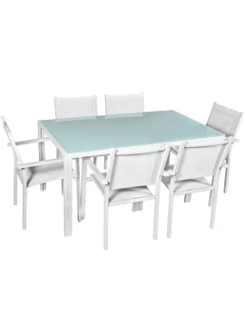 Camacho - Set da Pranzo per Esterni - Alluminio Bianco / Vetro