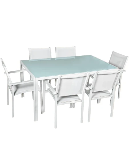 Camacho - Outdoor Dining Set - White Aluminum / Glass